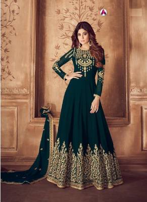 Green diamond work faux georgette salwar 1
