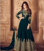 Green diamond work faux georgette salwar