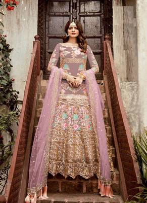 Pink embroidered net salwar 1
