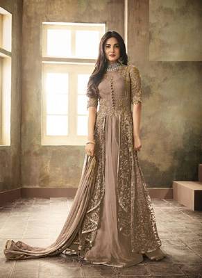 Brown embroidered net salwar 1
