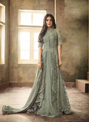 Green embroidered net salwar 1