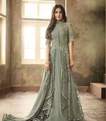 Green embroidered net salwar