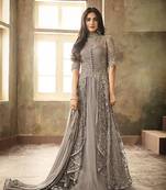 Grey embroidered net salwar