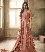 Orange embroidered net salwar