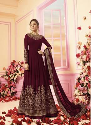 Maroon embroidered georgette salwar 1