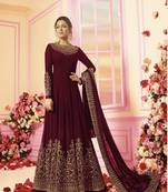 Maroon embroidered georgette salwar