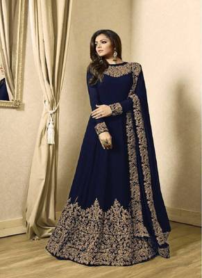 Blue embroidered georgette salwar 1