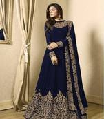 Blue embroidered georgette salwar