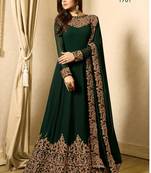  Dark Green embroidered georgette anarkali