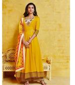 Yellow embroidered georgette salwar