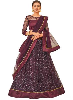 Purple Fancy
 Net Unstitched Lehenga 1