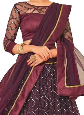 Purple Fancy
 Net Unstitched Lehenga 2