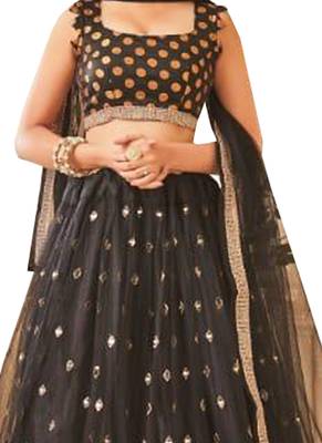 Black Fancy
 Net Unstitched Lehenga 2