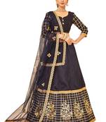 Blue Fancy
 Silk Unstitched Lehenga