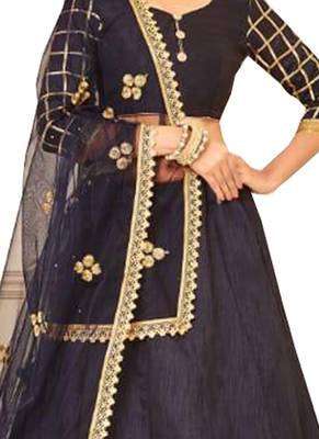 Blue Fancy
 Silk Unstitched Lehenga 2