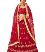 Red Fancy
 Net Unstitched Lehenga