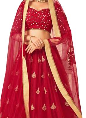 Red Fancy
 Net Unstitched Lehenga 2