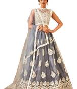 Grey Fancy
 Net Unstitched Lehenga