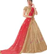 Beige Fancy
 Silk Unstitched Lehenga