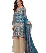 Blue Embroidered Net Salwar