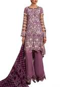 Purple Embroidered Net Salwar