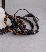 Black Wood Beads Bracelet For Men Set Of 3