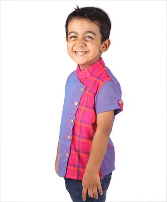 Lavender and Pink checks Overlapping Casual shirt 3