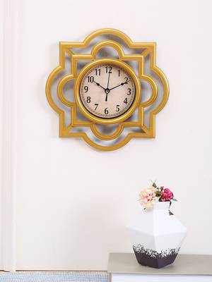 Abstract Design Golden Finish Wall Clock 1