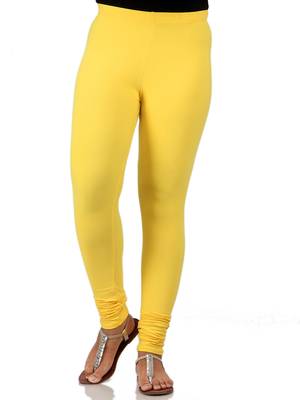 Women  Yellow Polycotton Churidar Legging   1
