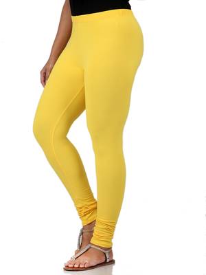 Women  Yellow Polycotton Churidar Legging   2
