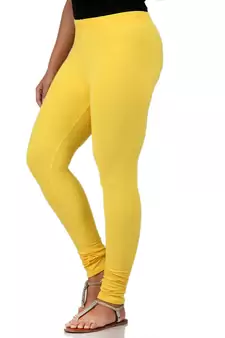 Women  Yellow Polycotton Churidar Legging  