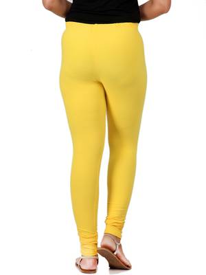 Women  Yellow Polycotton Churidar Legging   4