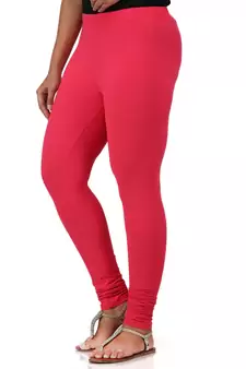 Women  Hot Pink Polycotton Churidar Legging  