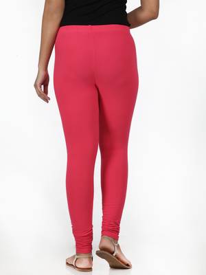 Women  Hot Pink Polycotton Churidar Legging   4