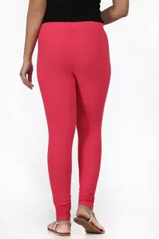 Women  Hot Pink Polycotton Churidar Legging  