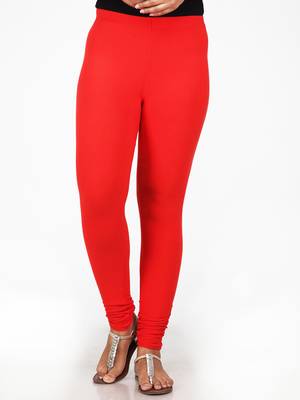 Women  Red Polycotton Churidar Legging   1