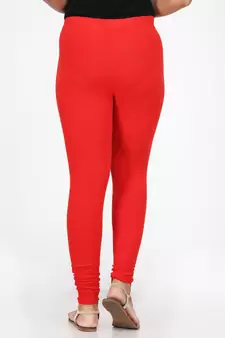 Women  Red Polycotton Churidar Legging  