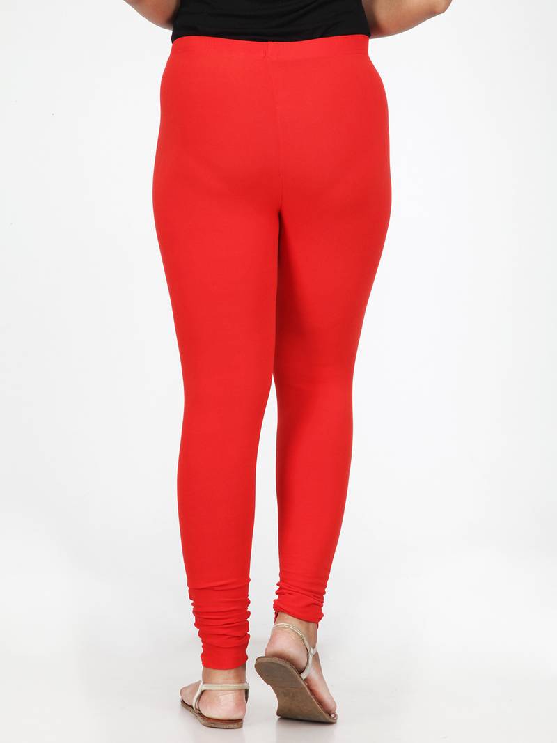 Women  Red Polycotton Churidar Legging  
