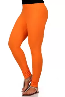 Women  Orange Polycotton Churidar Legging  