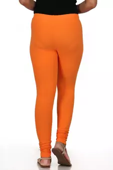 Women  Orange Polycotton Churidar Legging  