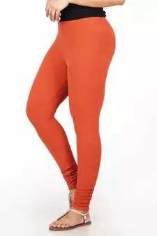 Women  Brown Polycotton Churidar Legging  