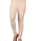 Women  Cream Polycotton Churidar Legging  