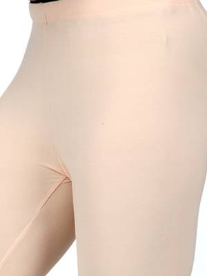 Women  Cream Polycotton Churidar Legging   3