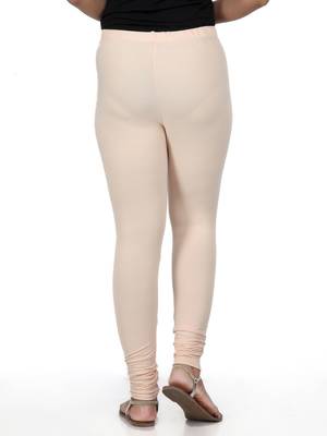 Women  Cream Polycotton Churidar Legging   4