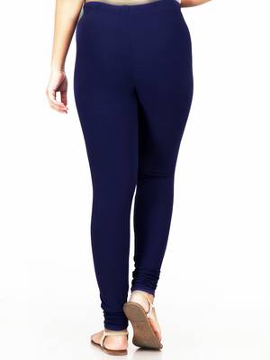Women  Navy Blue Polycotton Churidar Legging   4