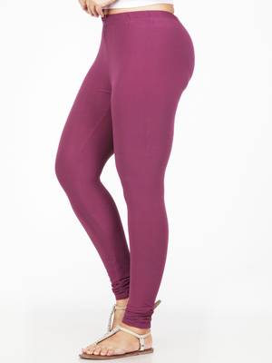 Women  Deep Violet Polycotton Churidar Legging   2