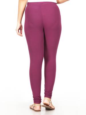 Women  Deep Violet Polycotton Churidar Legging   4