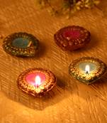 Handcrafted Wax Filled Terracotta Diyas - Set Of 4