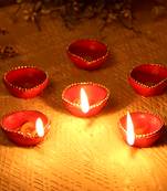 Traditional Painted Terracotta Diyas- Set Of 10