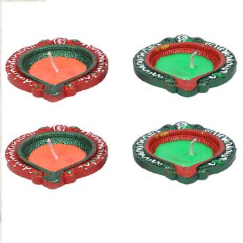 Handcrafted Wax Filled Big Terracotta Diyas - Set Of 4 3